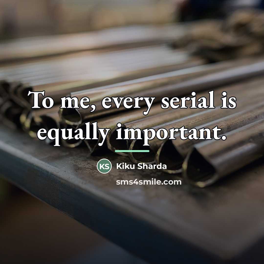 “To me, every serial is equally important.…” quote by Kiku Sharda