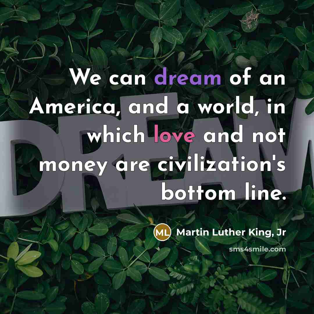 “We can dream of an America, and a world, in…” quote by Martin Luther King, Jr