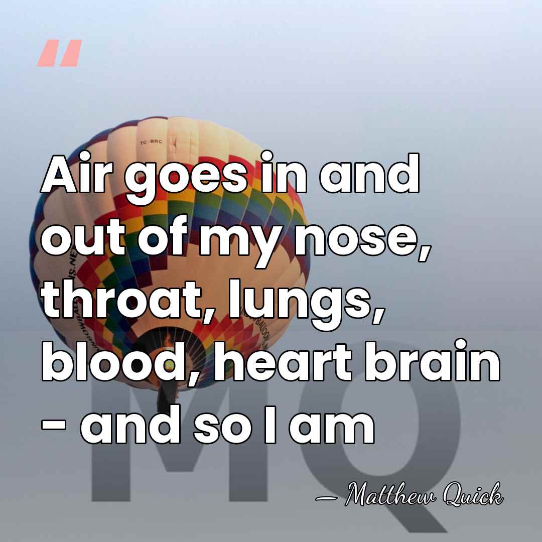 Air goes in and out of my nose, throat, lungs, blood, heart&hellip; - Matthew Quick
