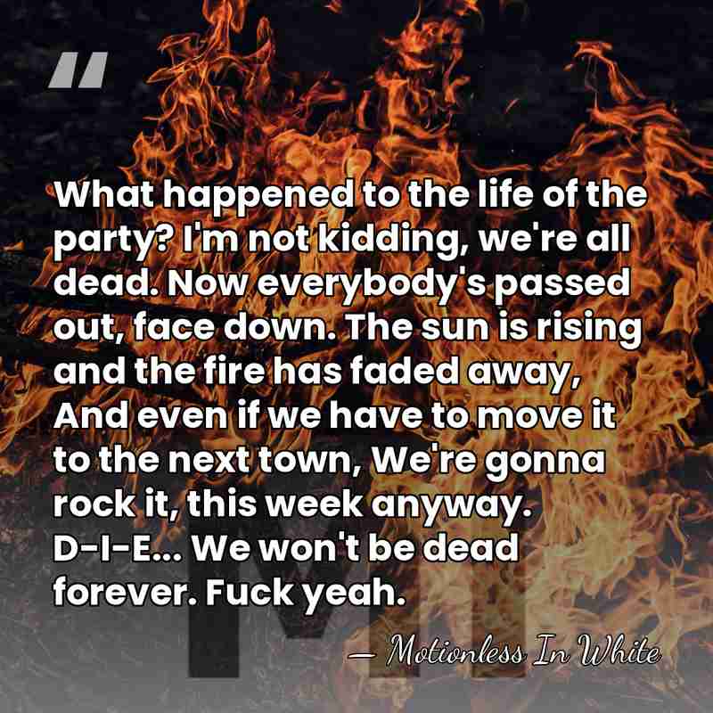 What happened to the life of the party? I'm not kidding, we're&hellip; - Motionless In White