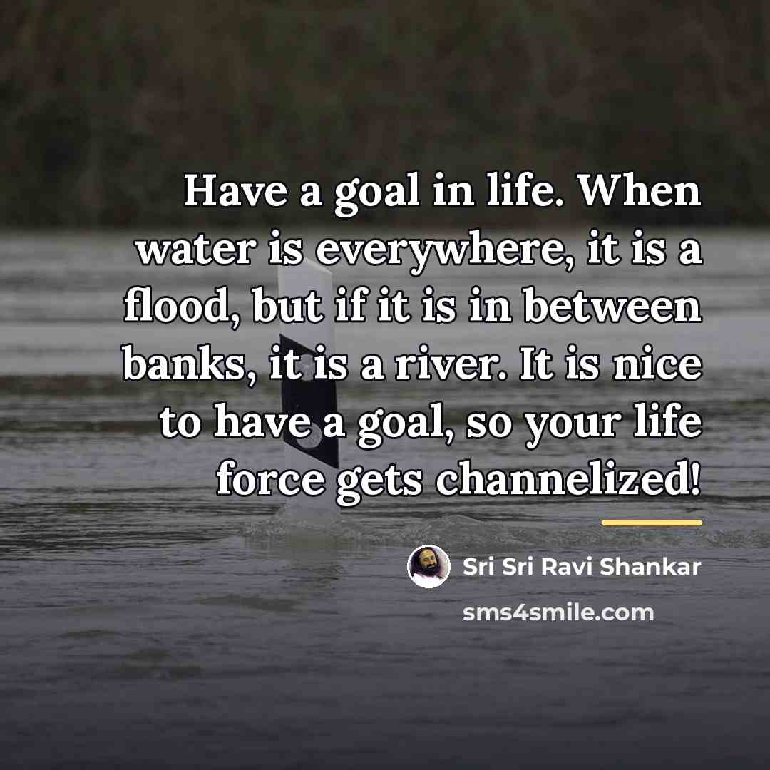 “Have a goal in life. When water is everywhere, it…” quote by Sri Sri Ravi Shankar