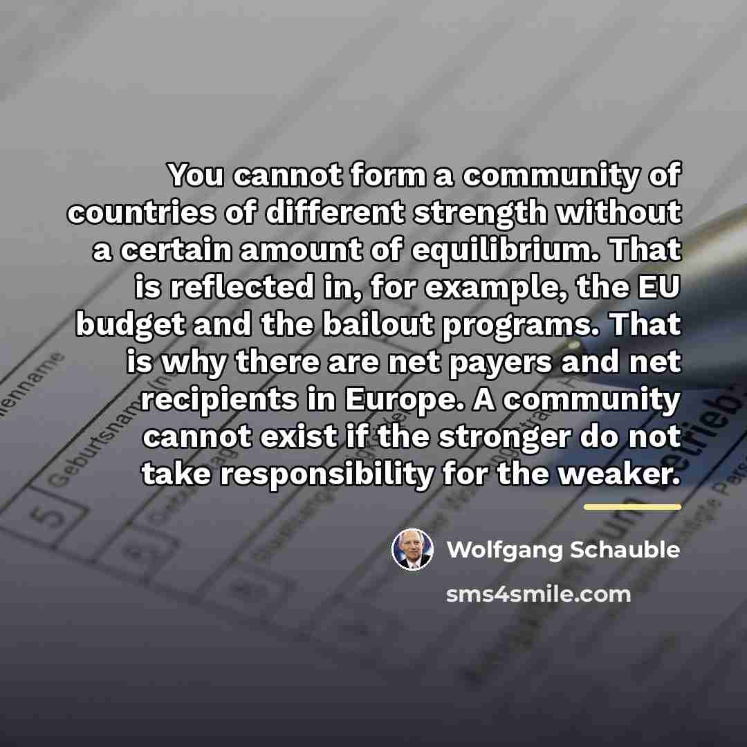 “You cannot form a community of countries of different strength…” quote by Wolfgang Schauble