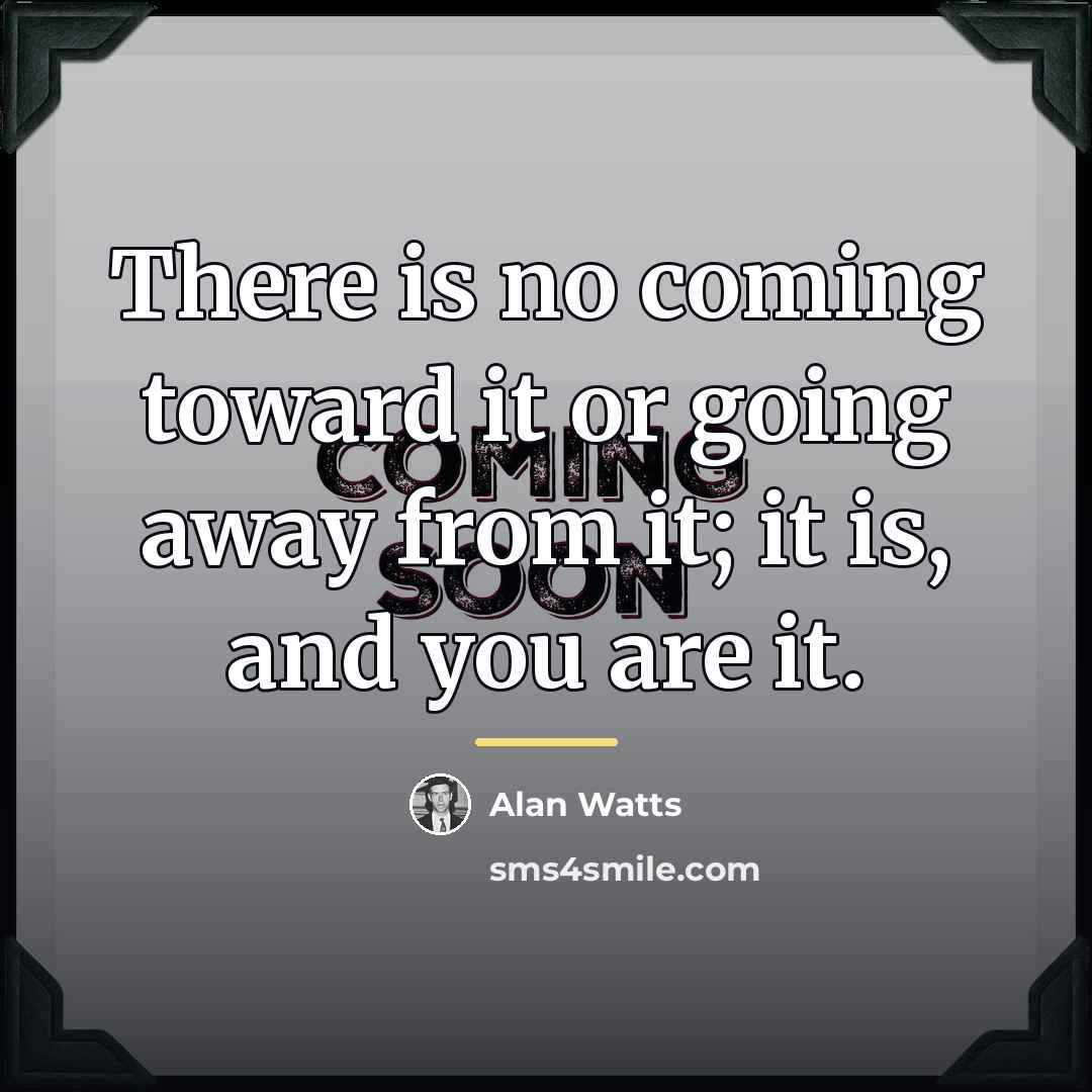 “There is no coming toward it or going away from…” quote by Alan Watts