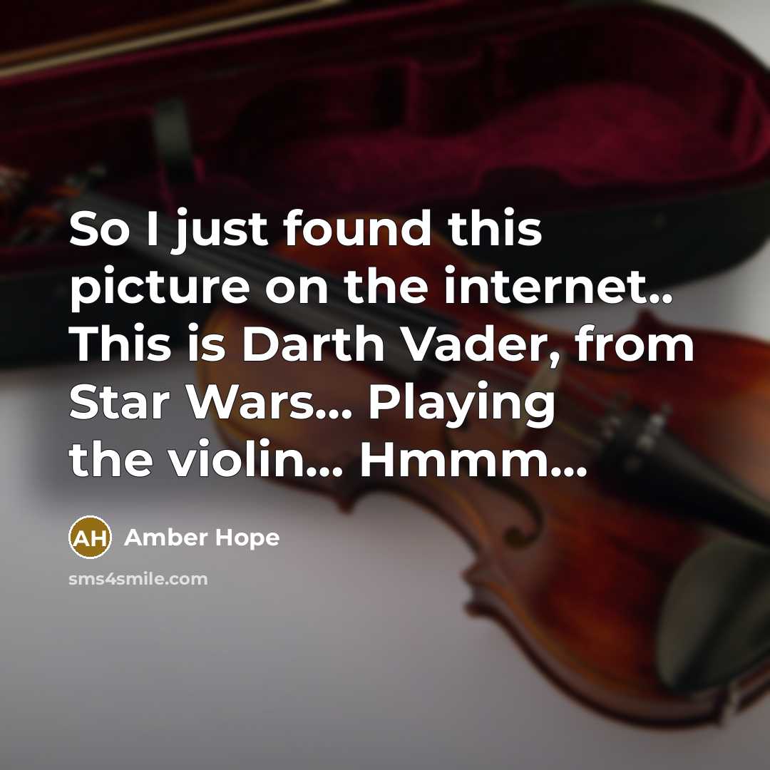 “So I just found this picture on the internet.. This is Darth Vader, from Star Wars… Playing the violin… Hmmm...” quote by Amber Hope