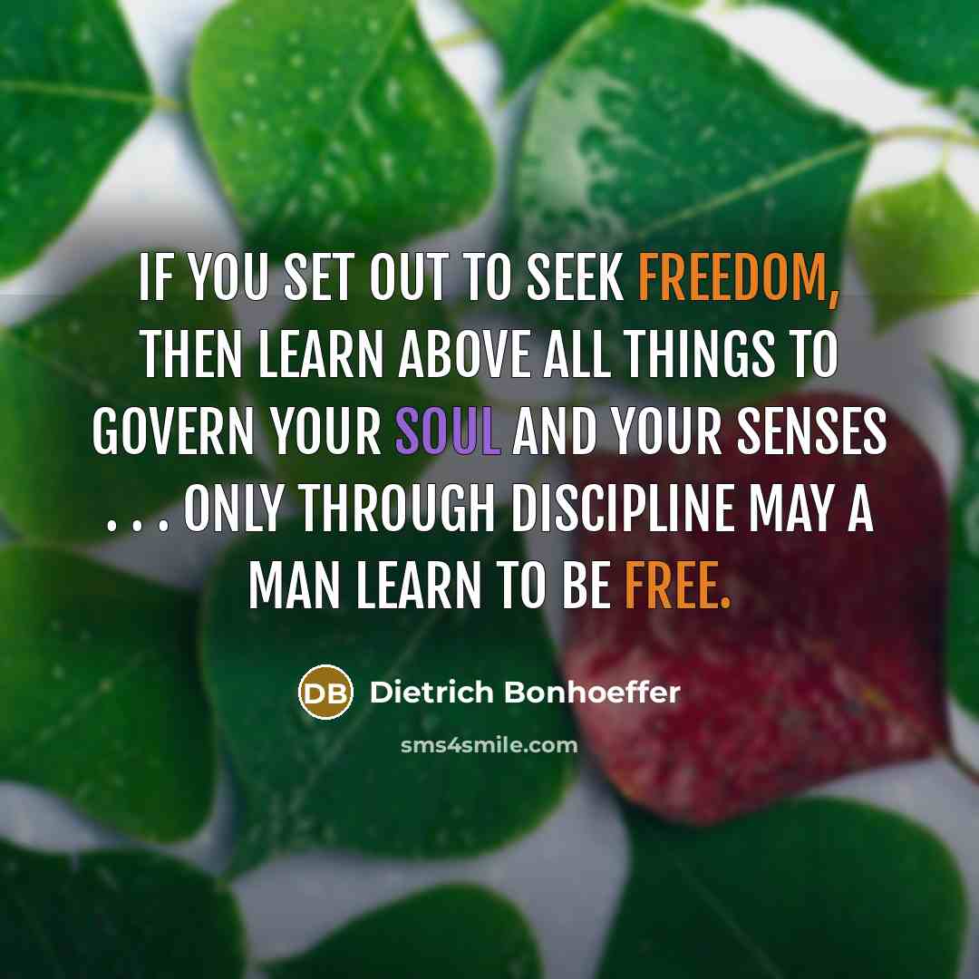 “If you set out to seek freedom, then learn above…” quote by Dietrich Bonhoeffer