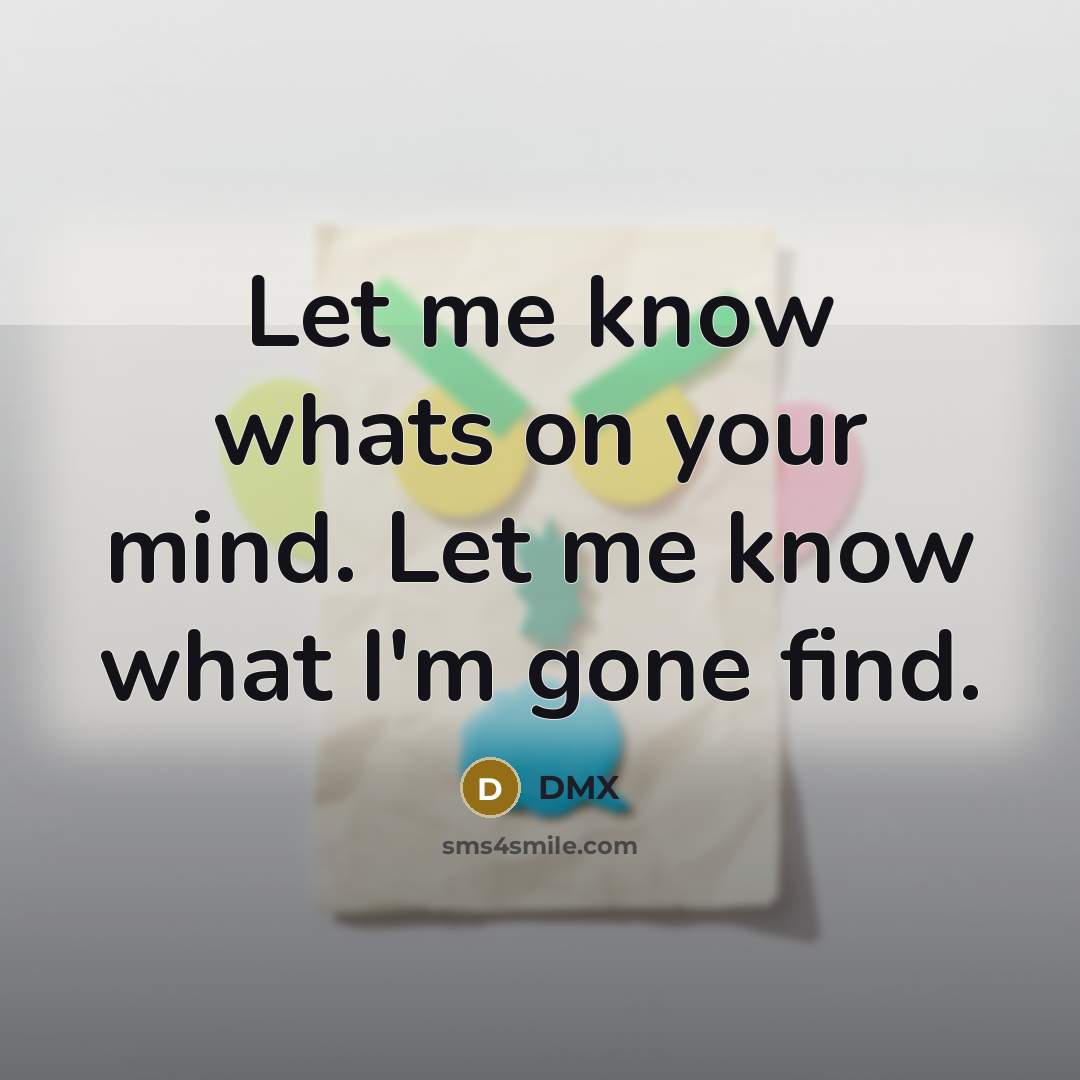 “Let me know whats on your mind. Let me know…” quote by Dmx