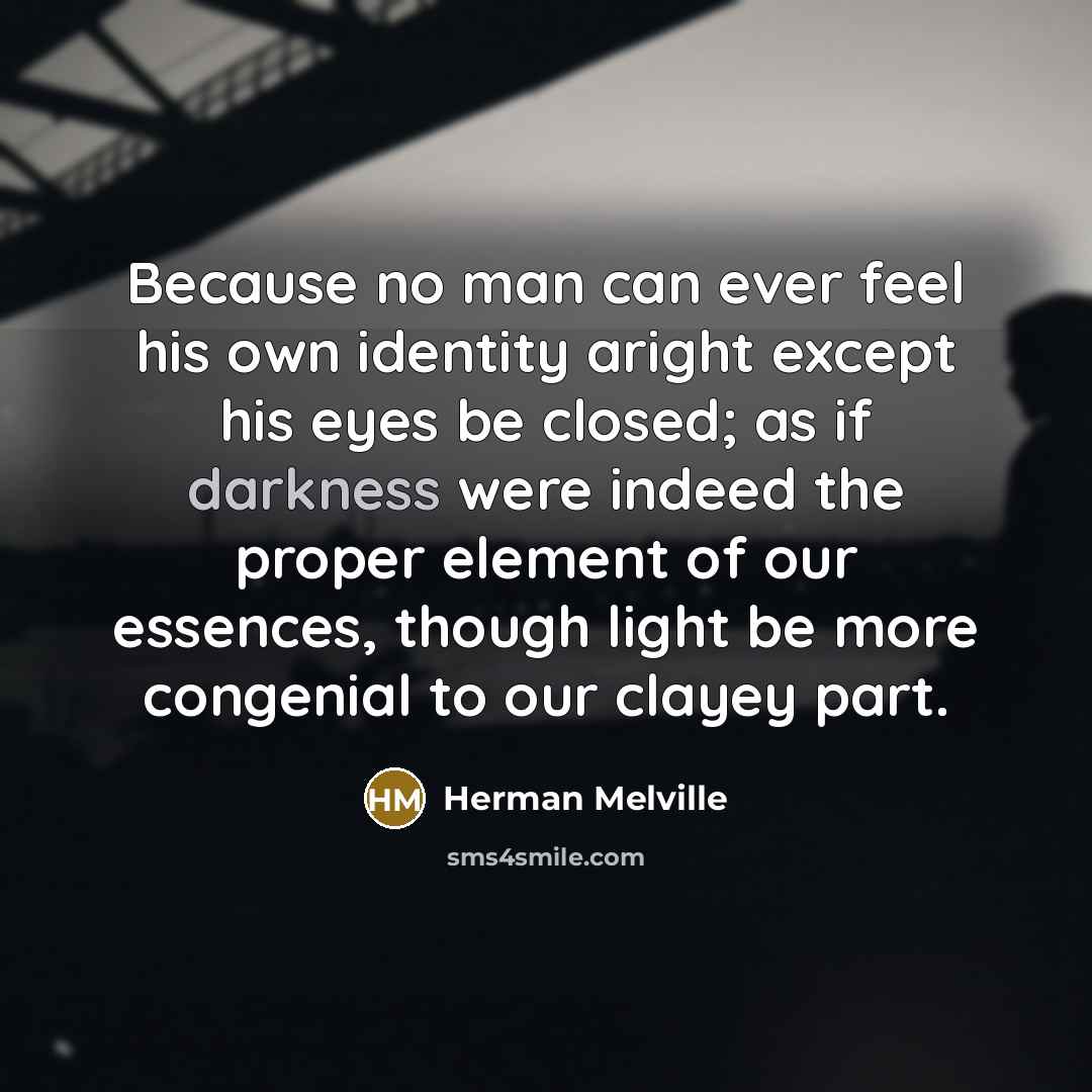“Because no man can ever feel his own identity aright…” quote by Herman Melville