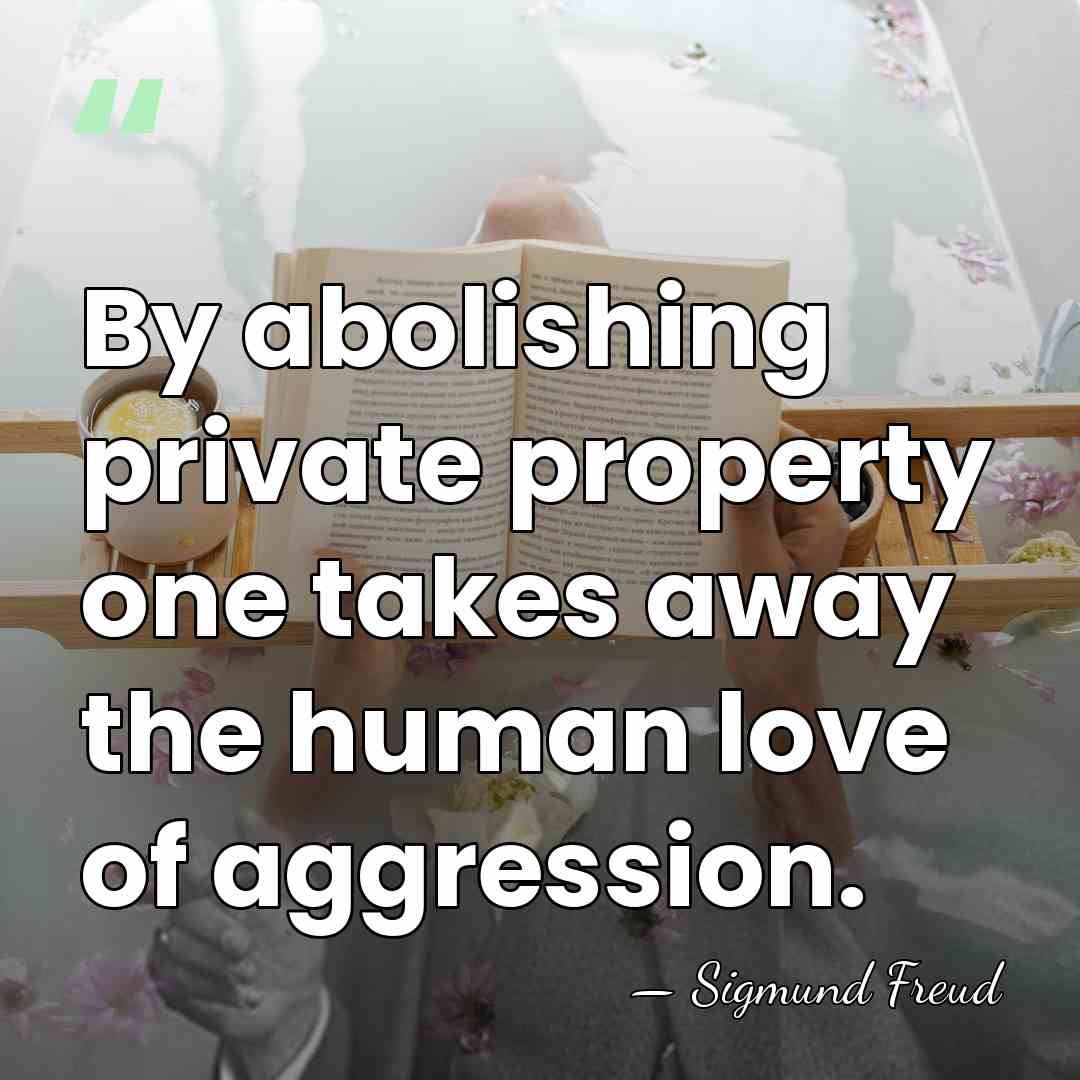 By abolishing private property one takes away the human love of aggression. - Sigmund Freud