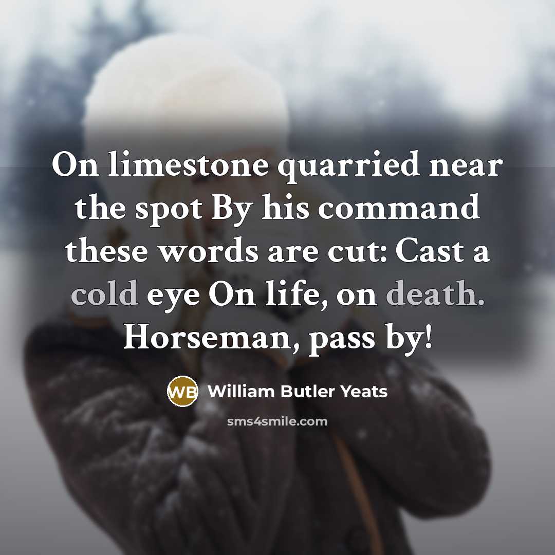 “On limestone quarried near the spot By his command these…” quote by William Butler Yeats
