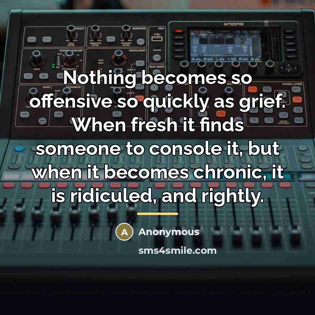 “Nothing becomes so offensive so quickly as grief. When fresh…” quote by Anonymous