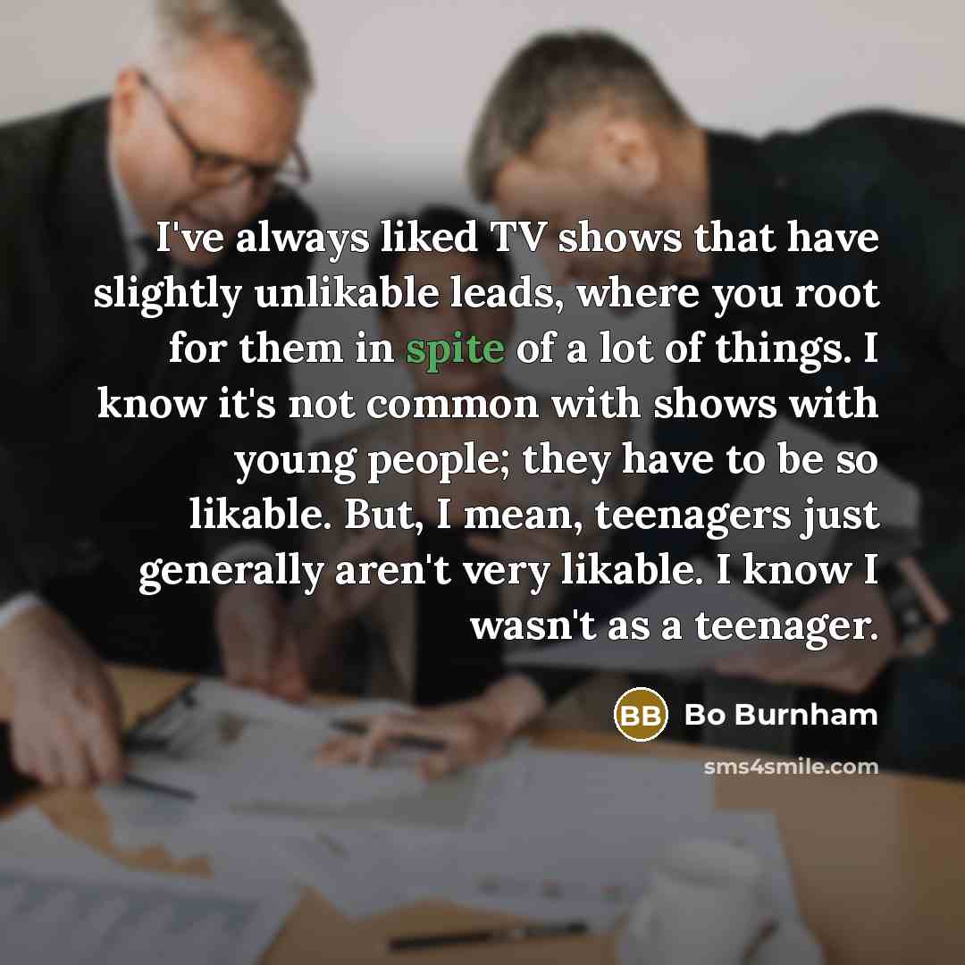 “I've always liked TV shows that have slightly unlikable leads,…” quote by Bo Burnham
