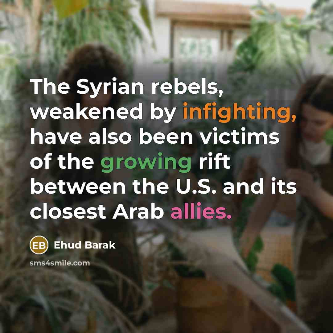 “The Syrian rebels, weakened by infighting, have also been victims…” quote by Ehud Barak