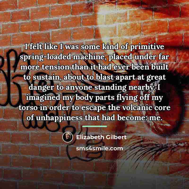 “I felt like I was some kind of primitive spring-loaded…” quote by Elizabeth Gilbert