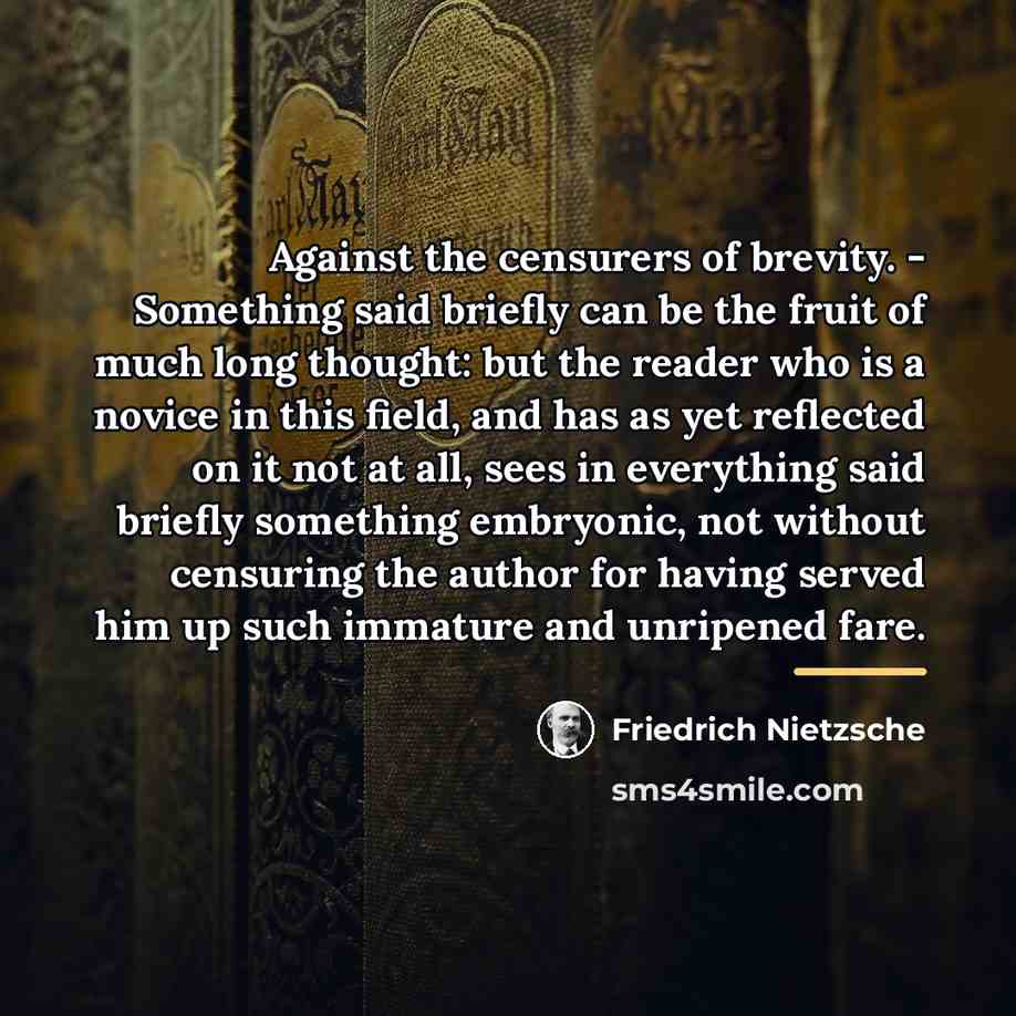 “Against the censurers of brevity. - Something said briefly can…” quote by Friedrich Nietzsche