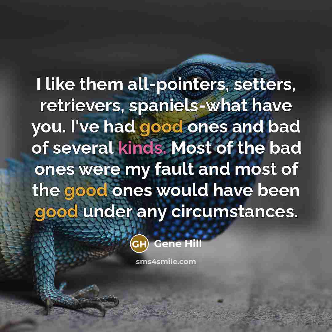 “I like them all-pointers, setters, retrievers, spaniels-what have you. I've had good ones and bad of several kinds. Most of the bad ones were my fault and most of the good ones would have been good under any circumstances.” quote by Gene Hill