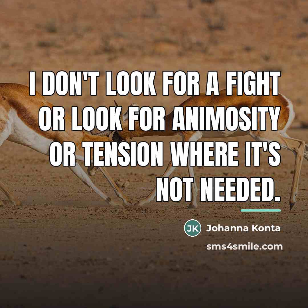 “I don't look for a fight or look for animosity…” quote by Johanna Konta