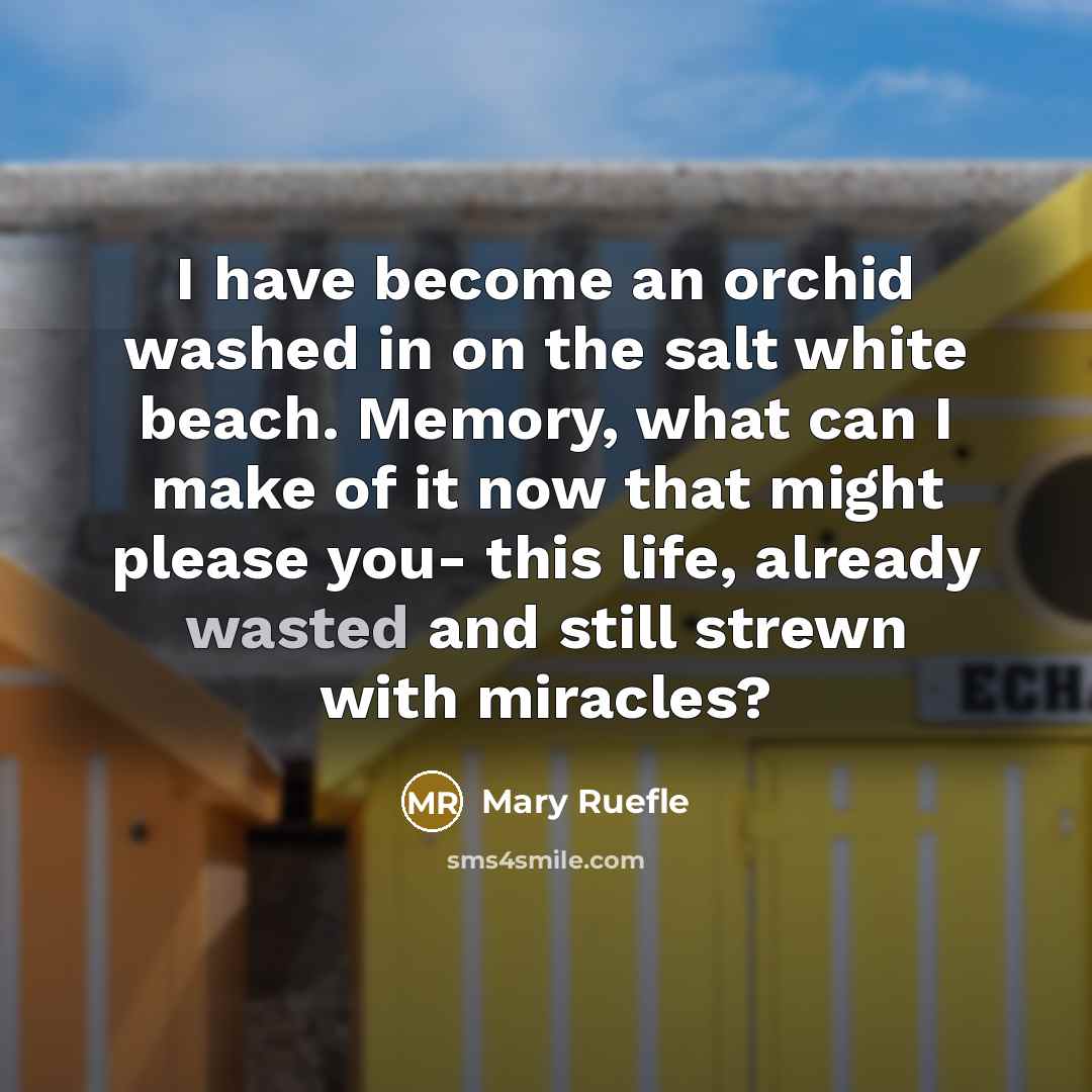 “I have become an orchid washed in on the salt…” quote by Mary Ruefle