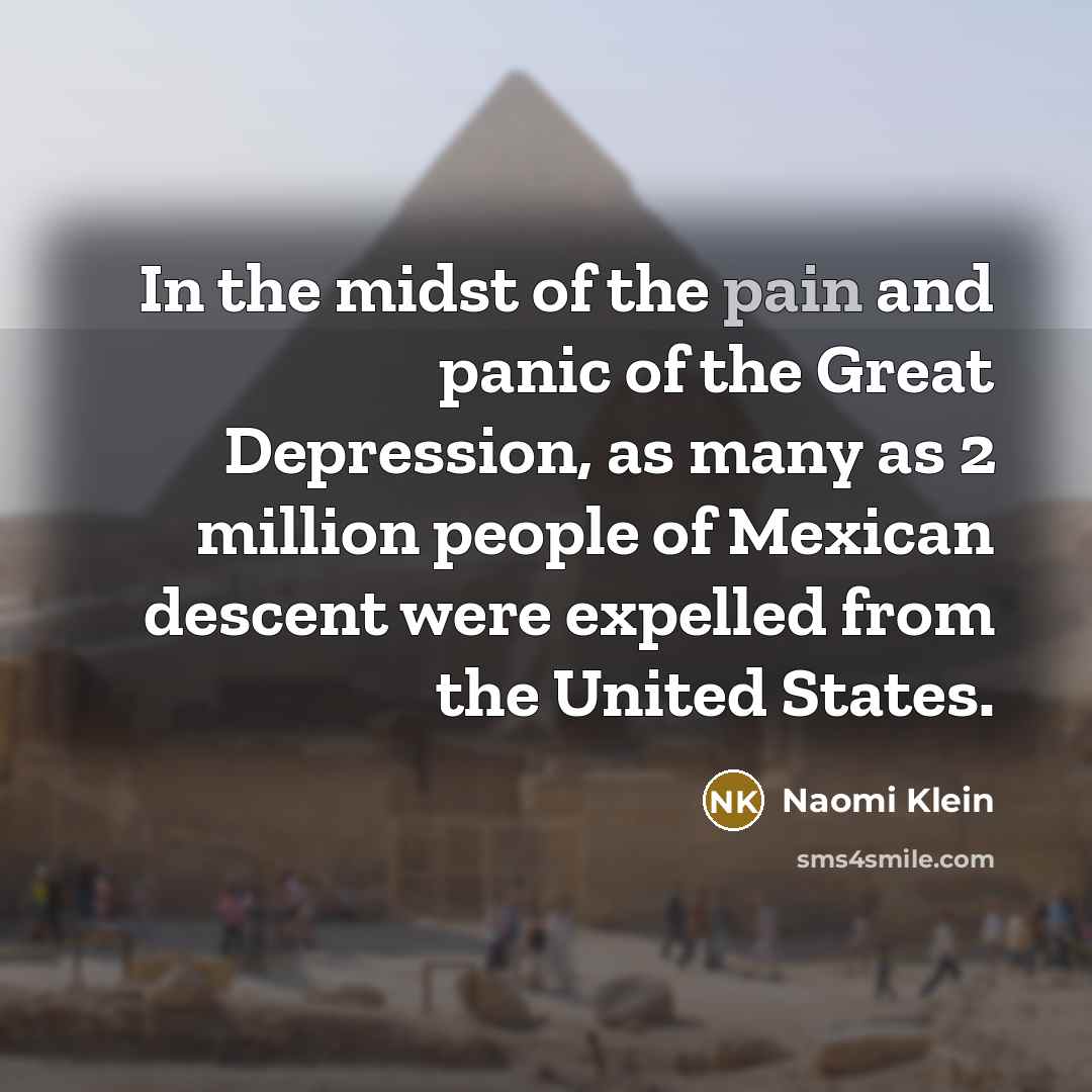 “In the midst of the pain and panic of the…” quote by Naomi Klein