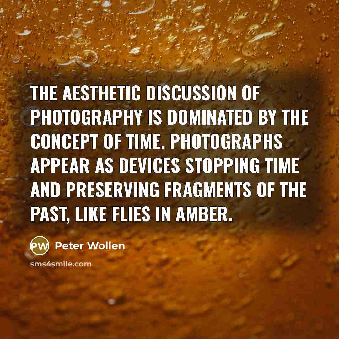 “The aesthetic discussion of photography is dominated by the concept…” quote by Peter Wollen