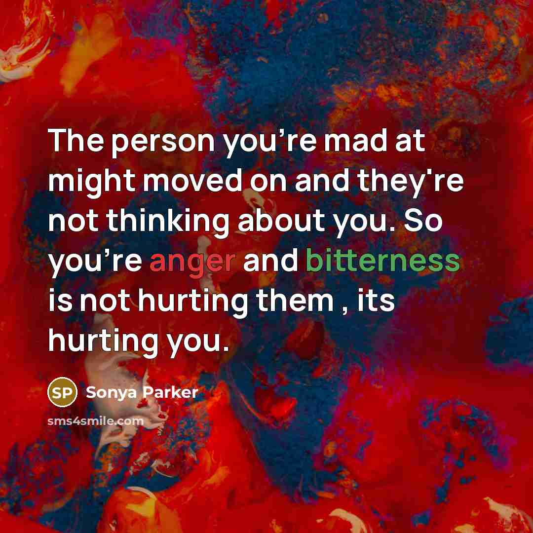 “The person you're mad at might moved on and they're…” quote by Sonya Parker