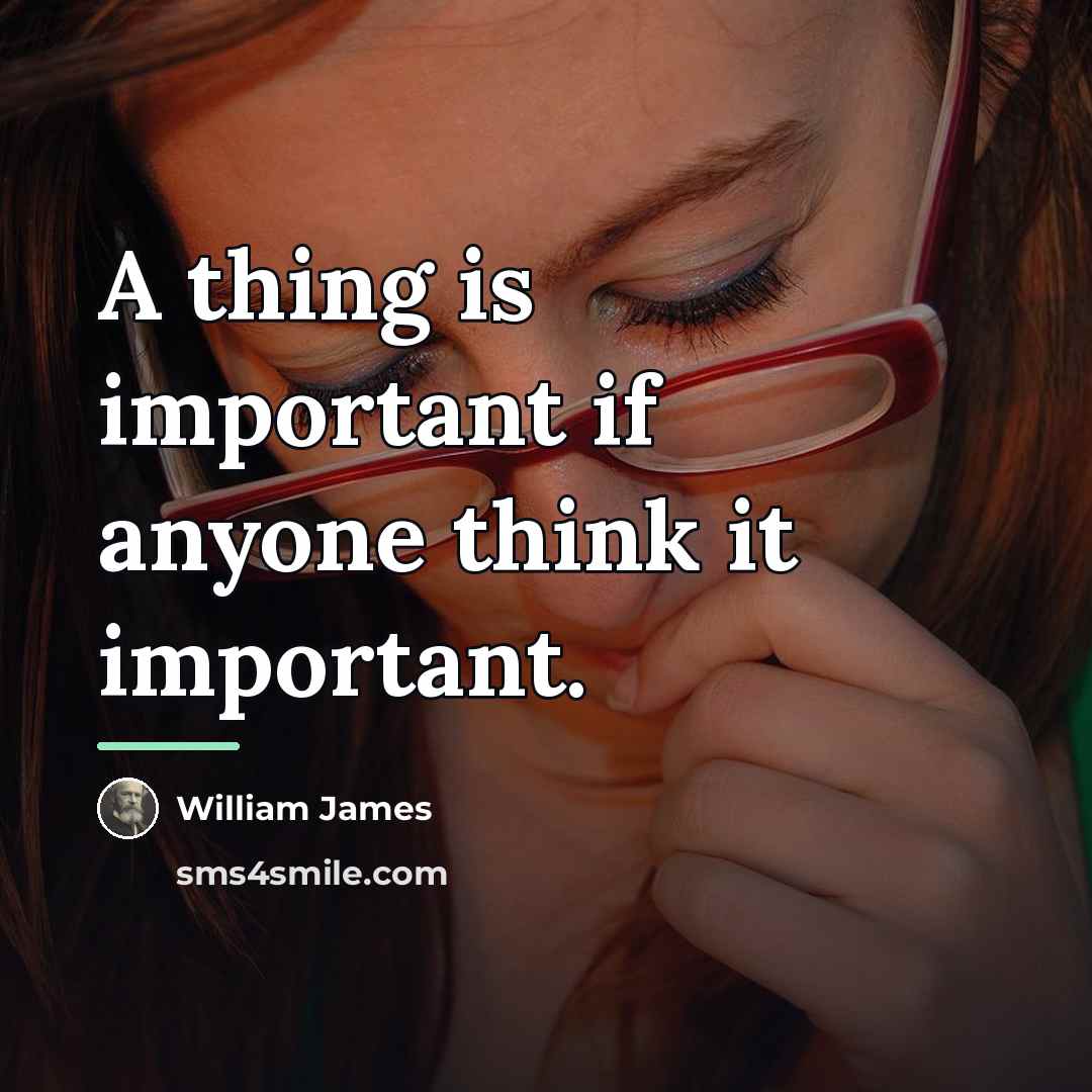 “A thing is important if anyone think it important.…” quote by William James