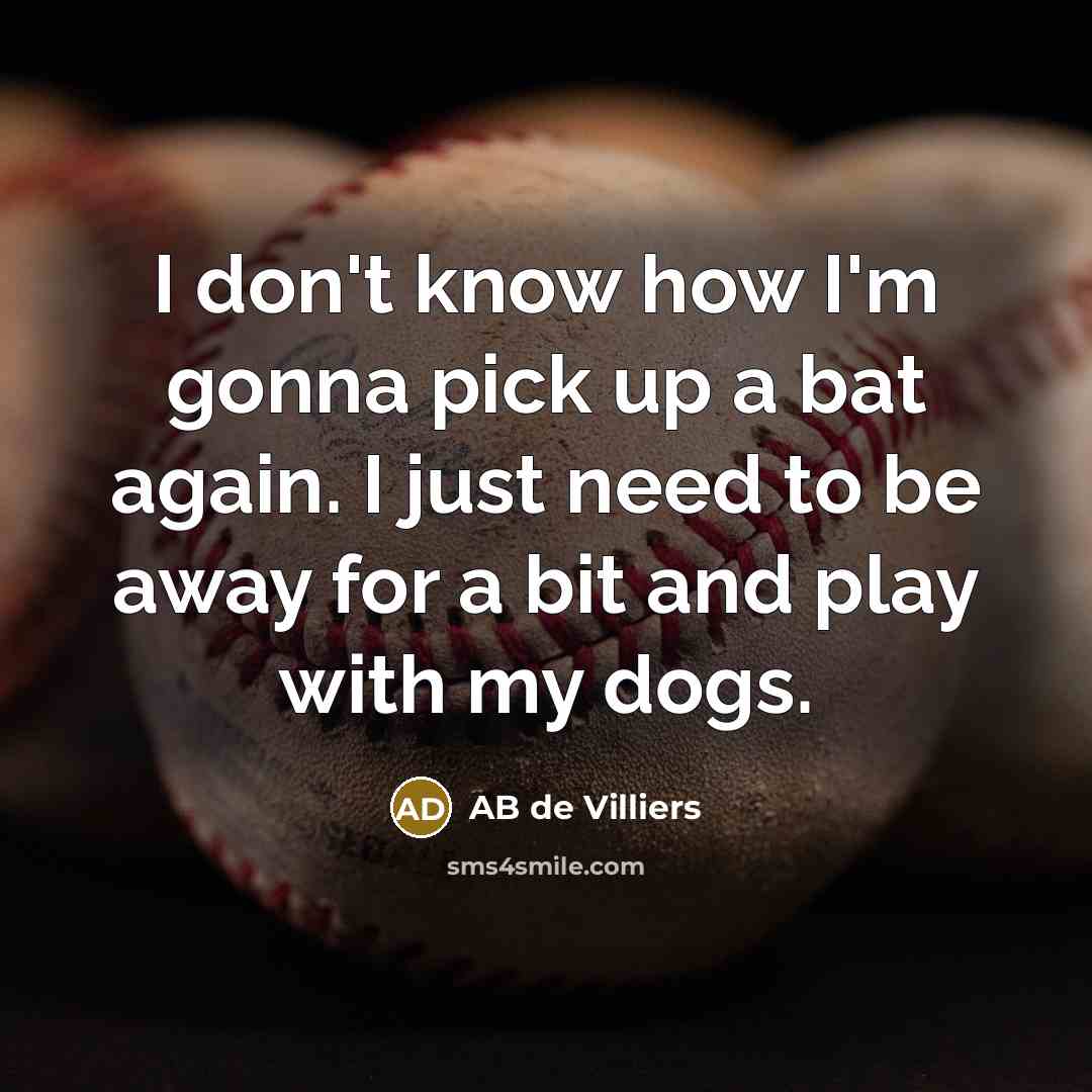 “I don't know how I'm gonna pick up a bat again. I just need to be away for a bit and play with my dogs.” quote by AB de Villiers