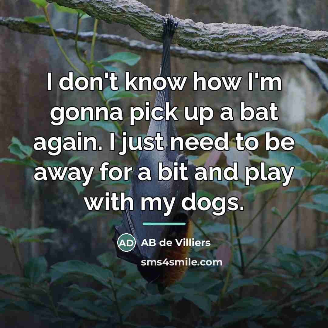 “I don't know how I'm gonna pick up a bat…” quote by AB de Villiers