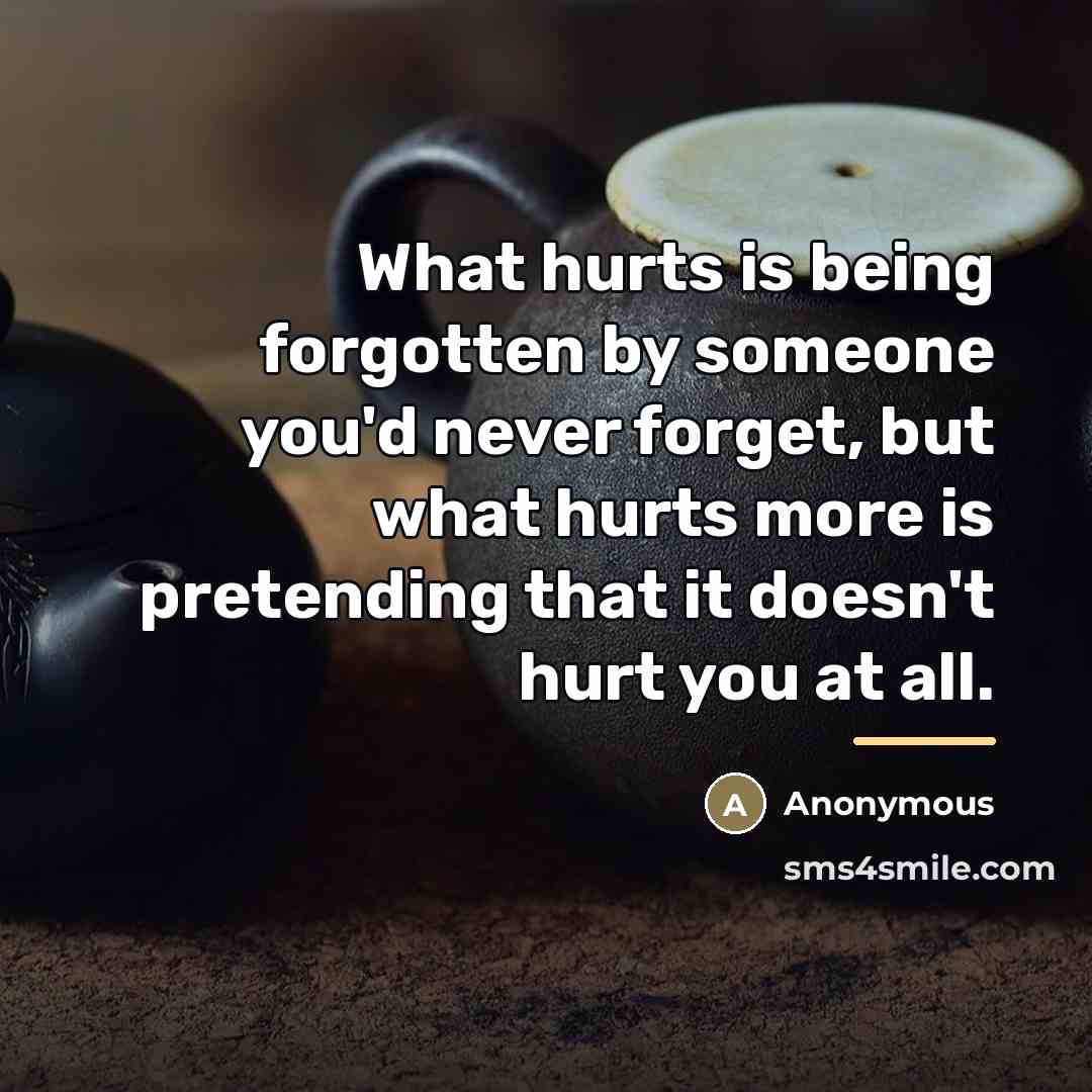 “What hurts is being forgotten by someone you'd never forget,…” quote by Anonymous