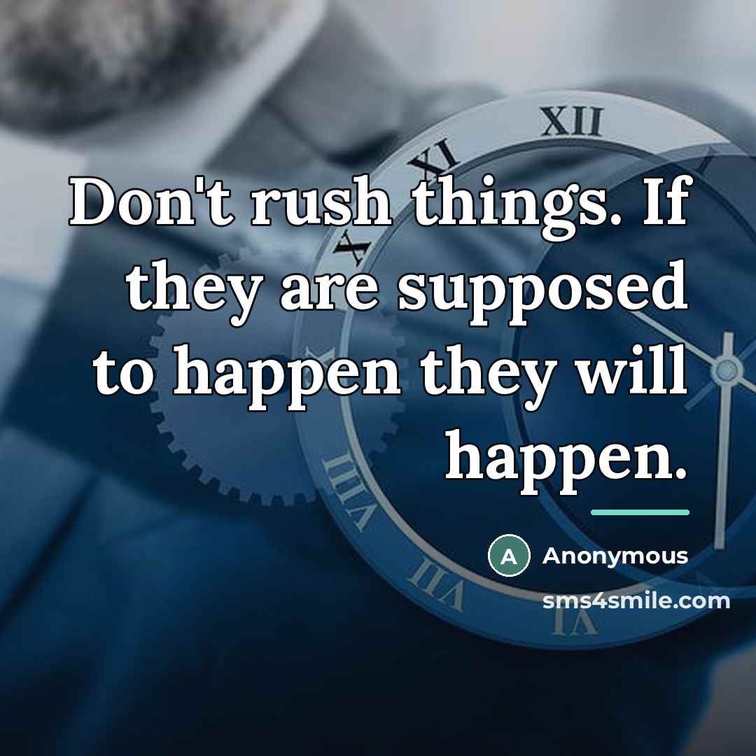 “Don't rush things. If they are supposed to happen they…” quote by Anonymous