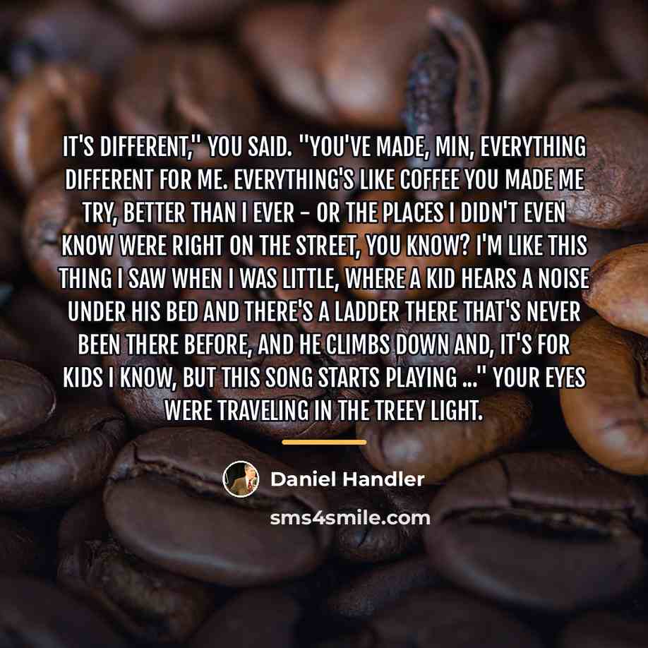 “It's different," you said. "You've made, Min, everything different for…” quote by Daniel Handler