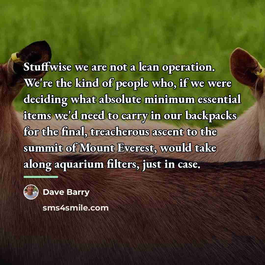 “Stuffwise we are not a lean operation. We're the kind…” quote by Dave Barry