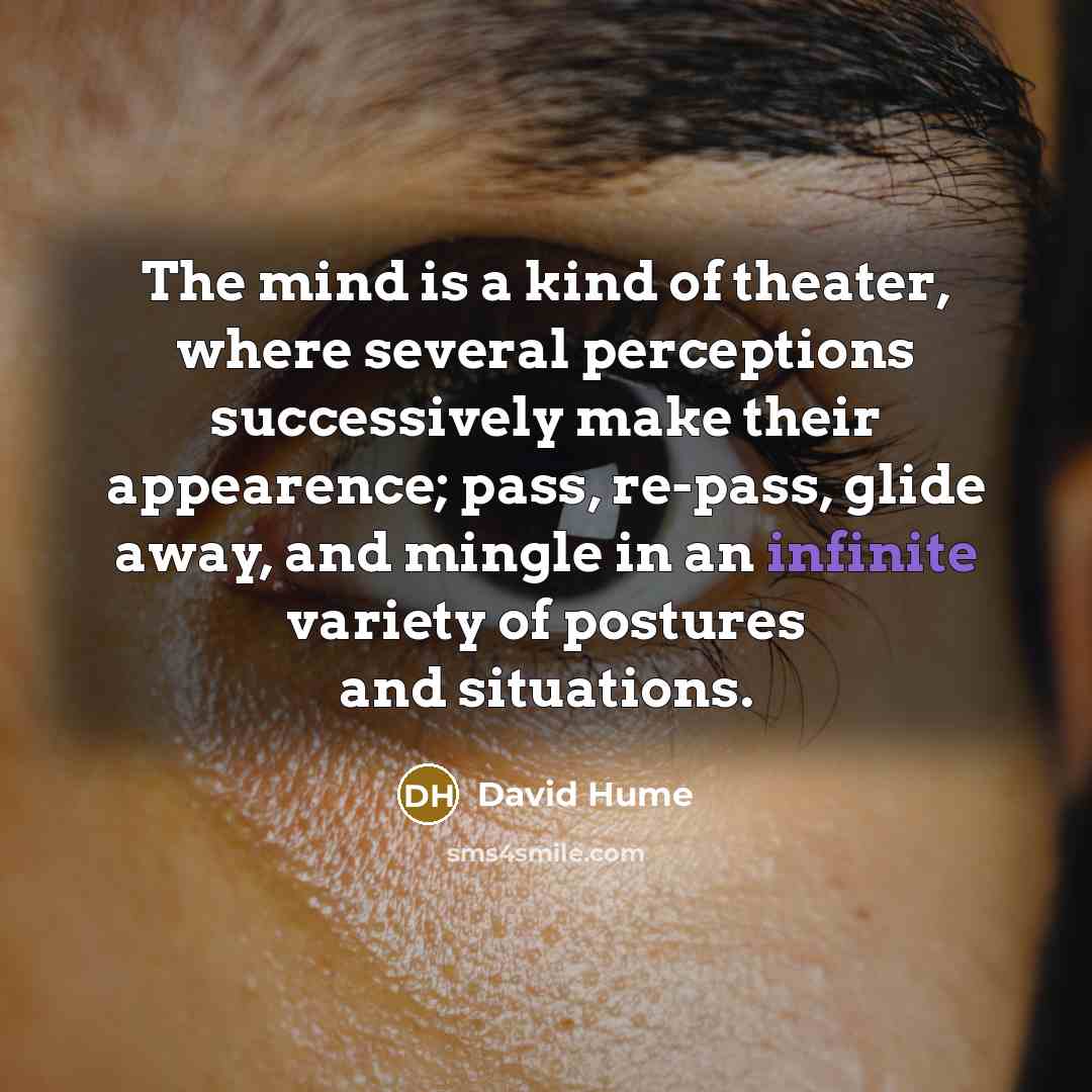 “The mind is a kind of theater, where several perceptions…” quote by David Hume