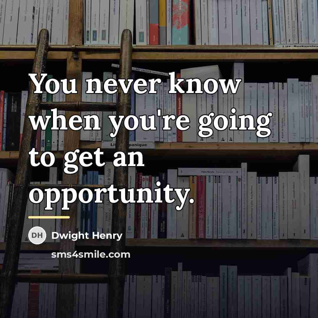 “You never know when you're going to get an opportunity.…” quote by Dwight Henry