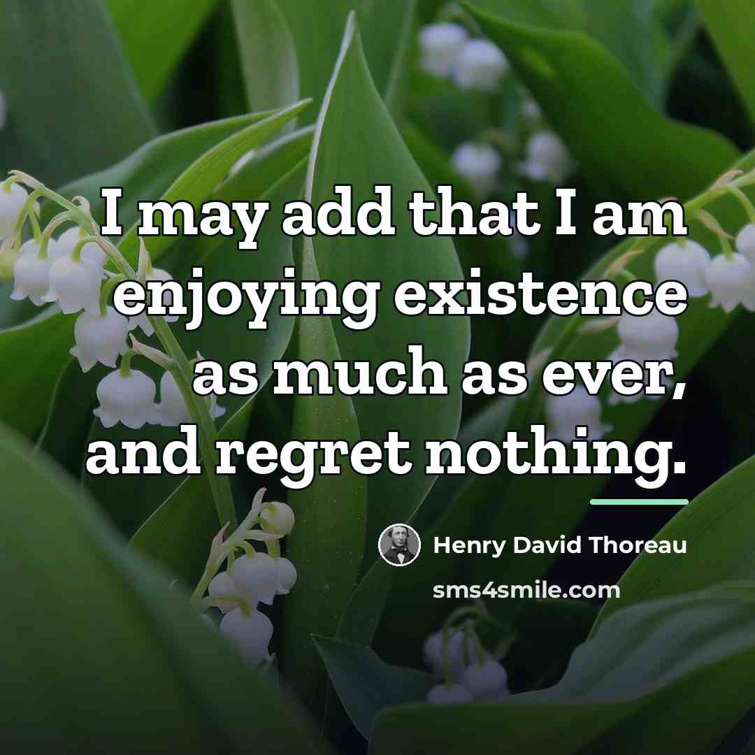 “I may add that I am enjoying existence as much…” quote by Henry David Thoreau