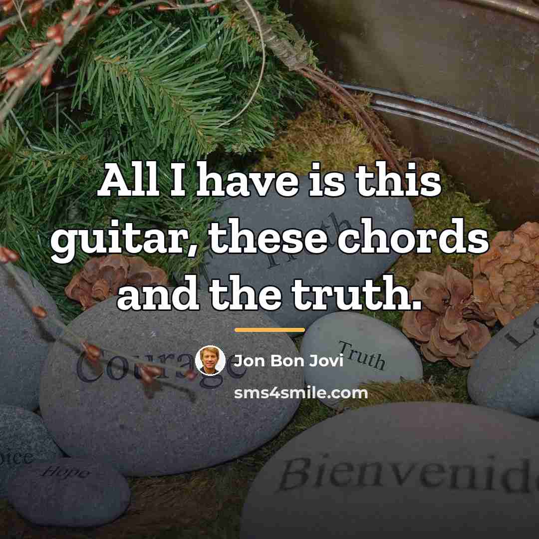 “All I have is this guitar, these chords and the…” quote by Jon Bon Jovi