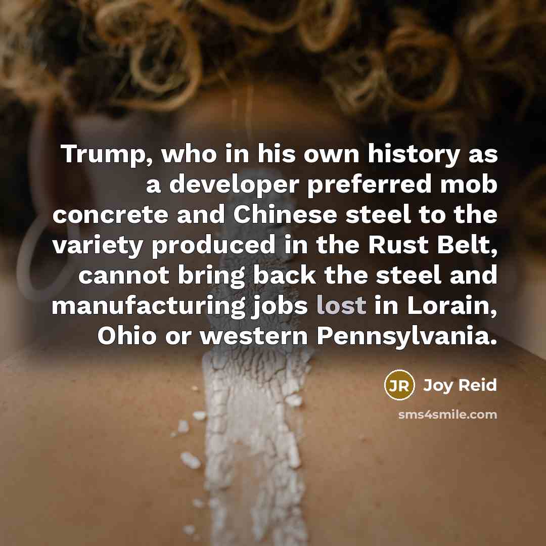 “Trump, who in his own history as a developer preferred…” quote by Joy Reid