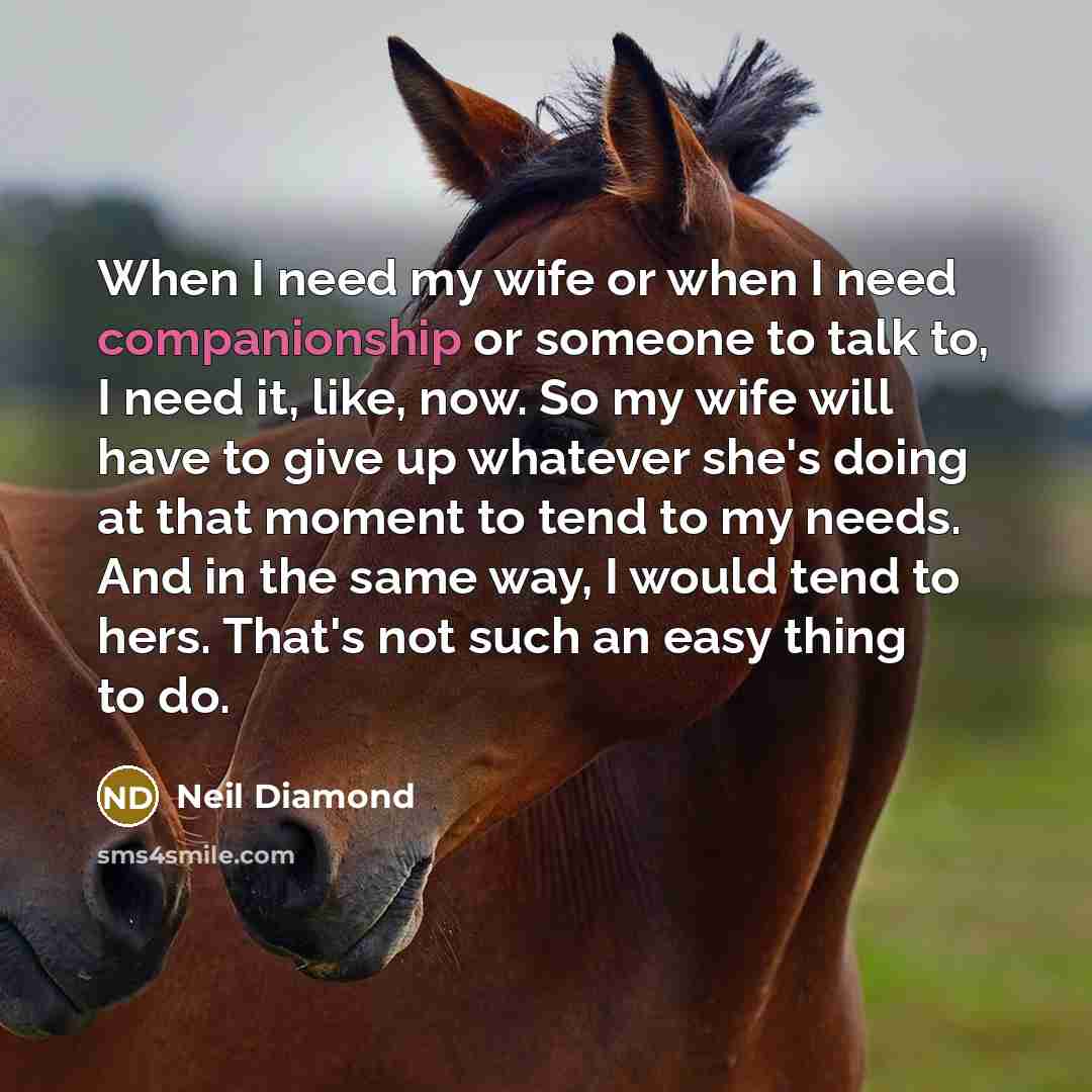 “When I need my wife or when I need companionship…” quote by Neil Diamond