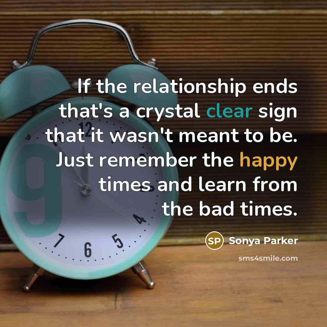 “If the relationship ends that's a crystal clear sign that…” quote by Sonya Parker