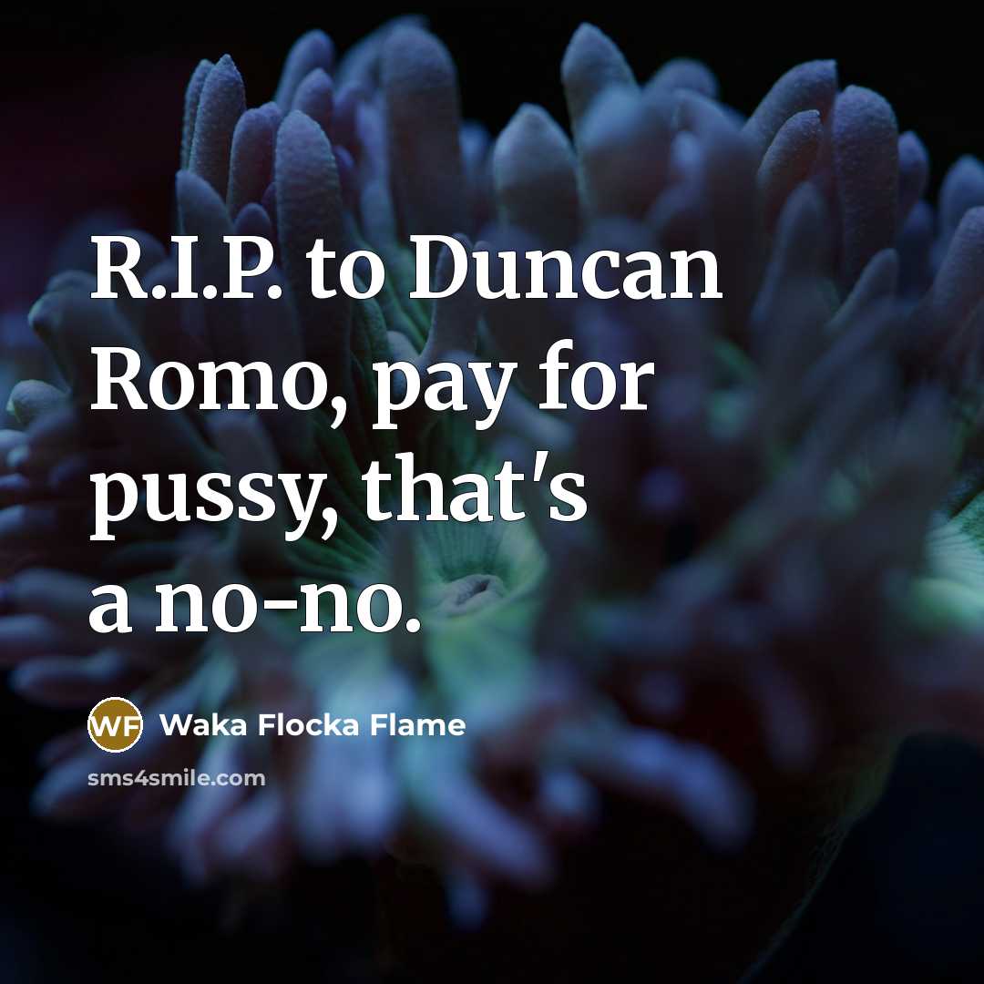 “R.I.P. to Duncan Romo, pay for pussy, that's a no-no.…” quote by Waka Flocka Flame