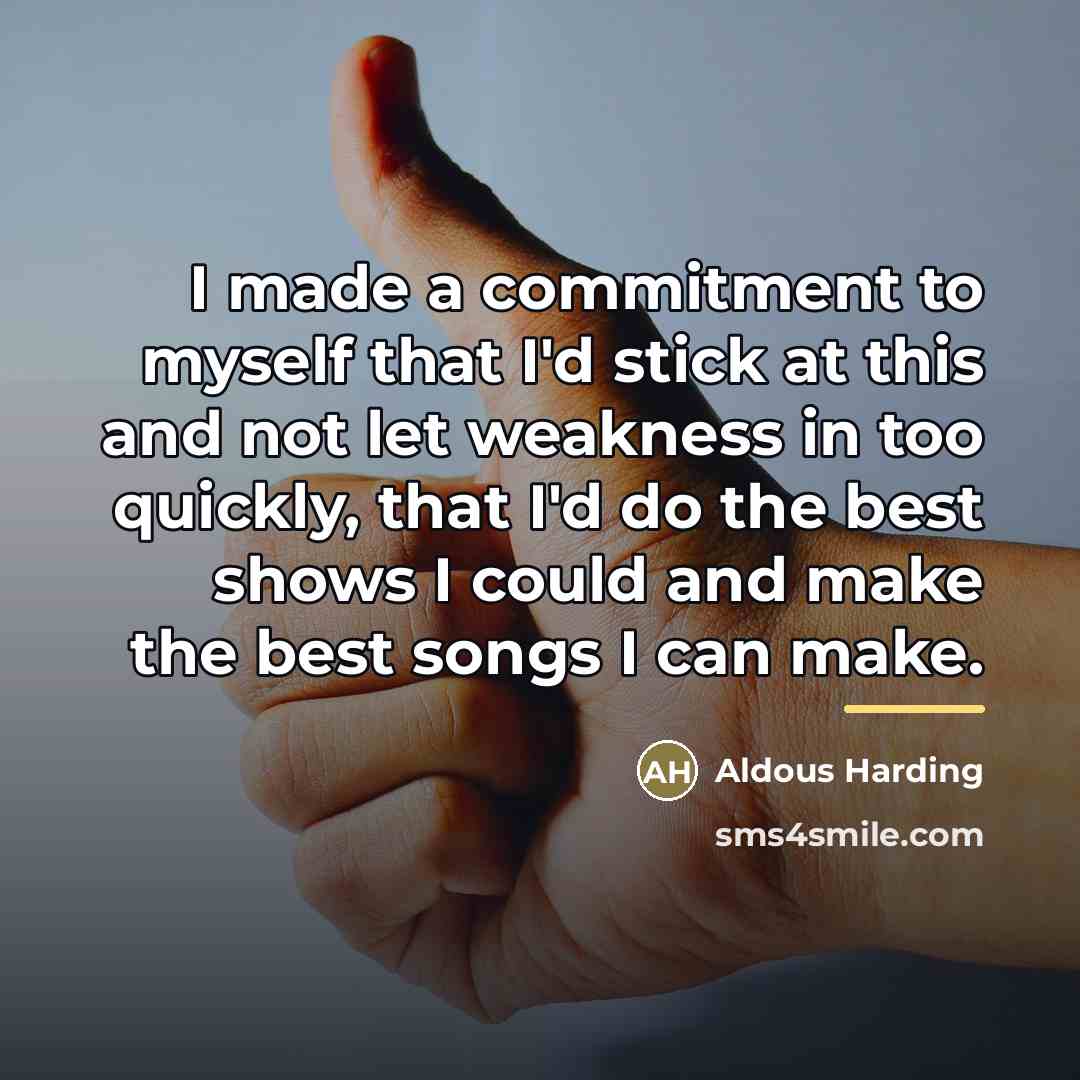 “I made a commitment to myself that I'd stick at…” quote by Aldous Harding