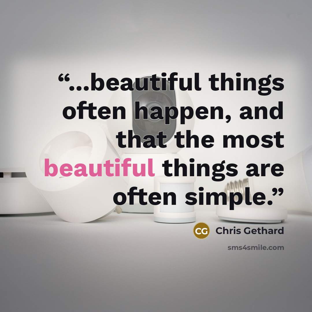 “...beautiful things often happen, and that the most beautiful things are often simple.” quote by Chris Gethard