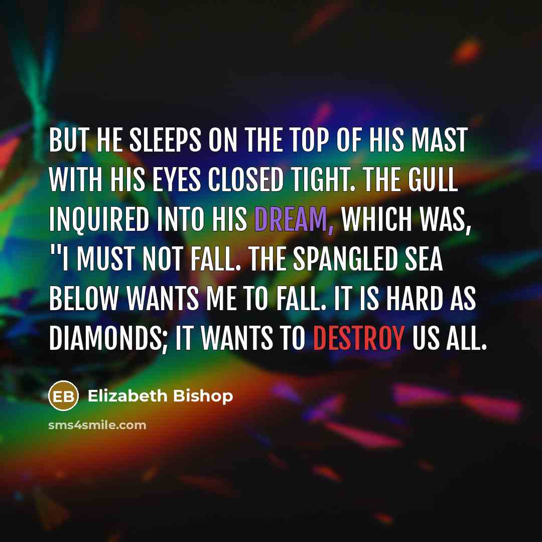 “But he sleeps on the top of his mast with…” quote by Elizabeth Bishop