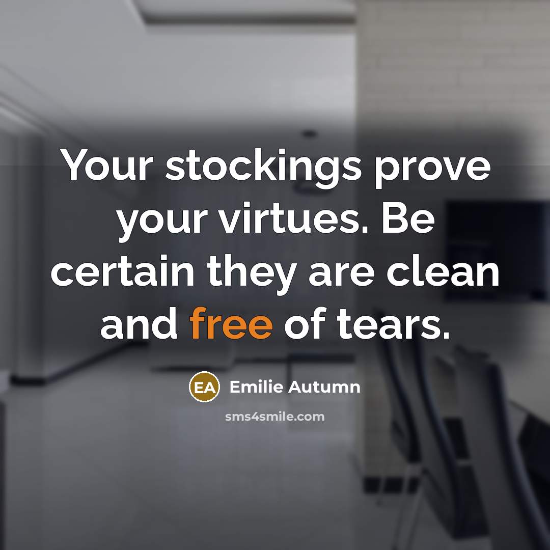 “Your stockings prove your virtues. Be certain they are clean…” quote by Emilie Autumn