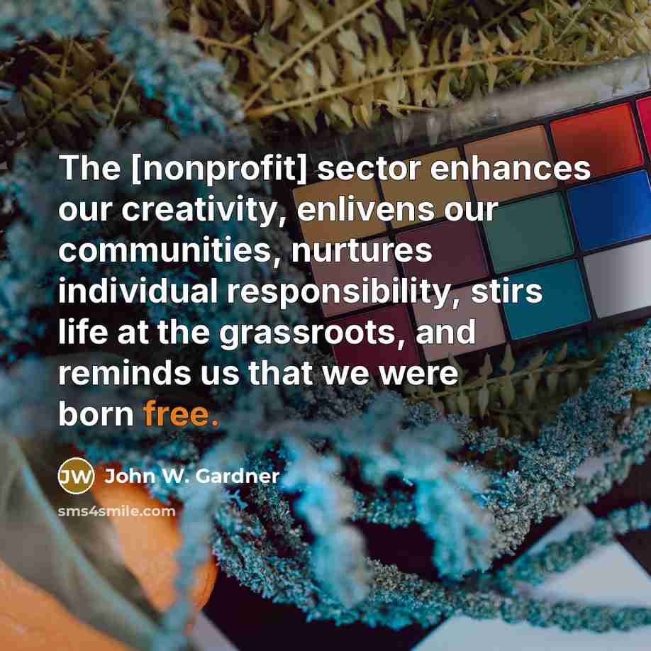 “The [nonprofit] sector enhances our creativity, enlivens our communities, nurtures…” quote by John W. Gardner