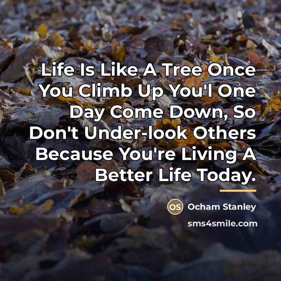 “Life Is Like A Tree Once You Climb Up You'l…” quote by Ocham Stanley