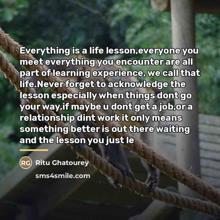 “Everything is a life lesson,everyone you meet everything you encounter…” quote by Ritu Ghatourey