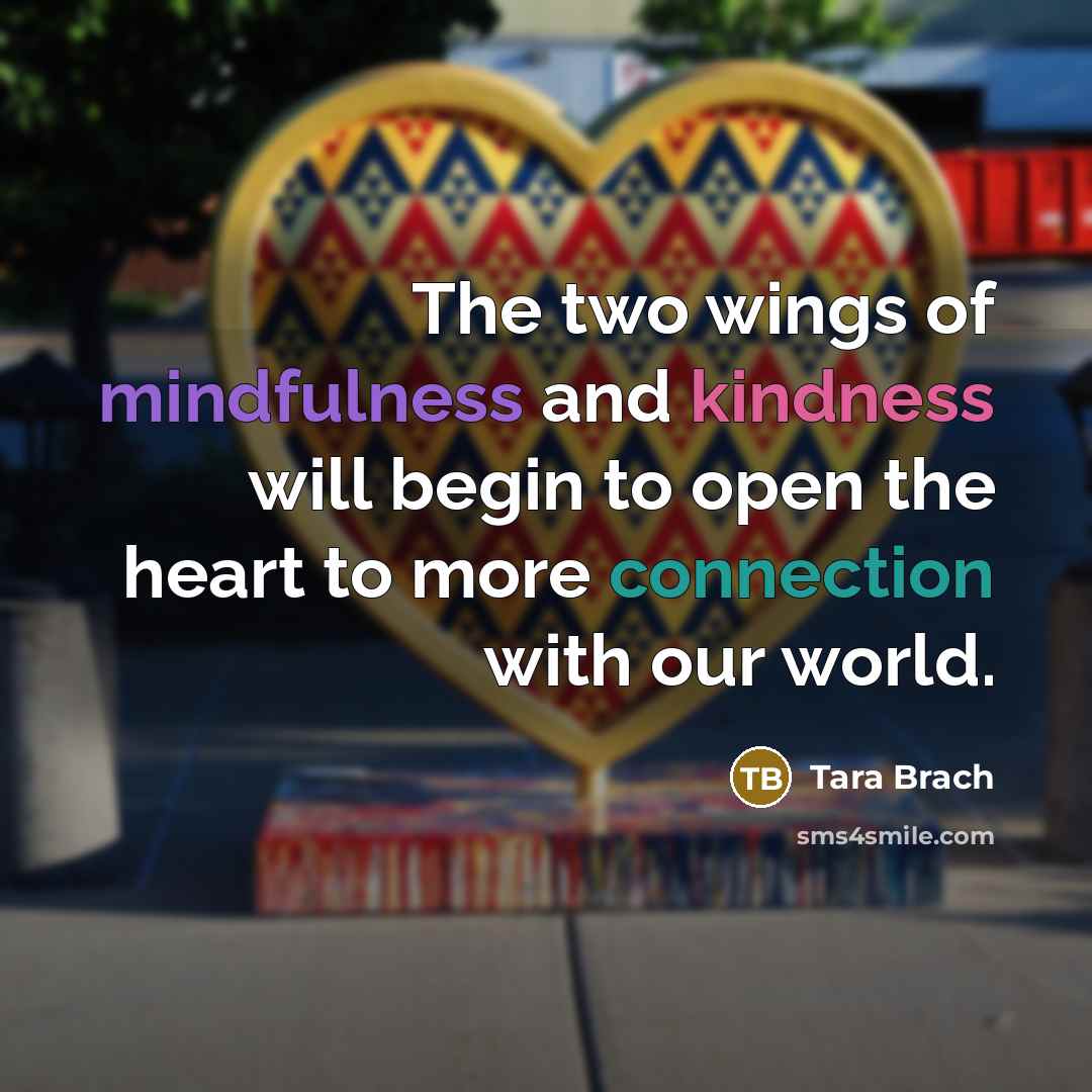 “The two wings of mindfulness and kindness will begin to…” quote by Tara Brach