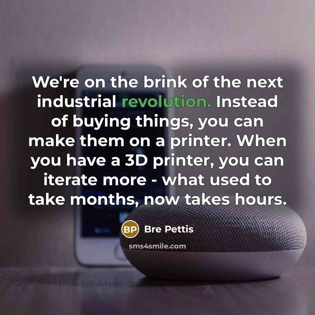“We're on the brink of the next industrial revolution. Instead…” quote by Bre Pettis