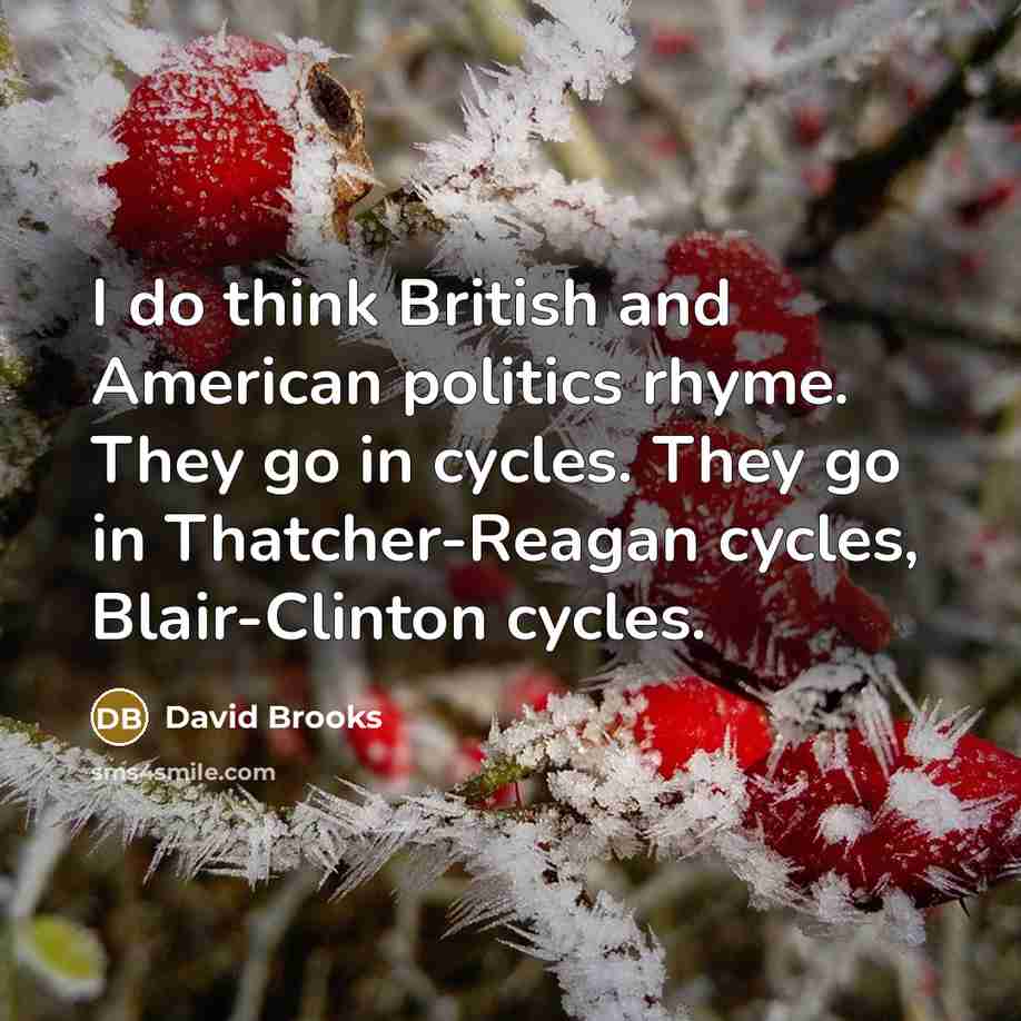 “I do think British and American politics rhyme. They go…” quote by David Brooks