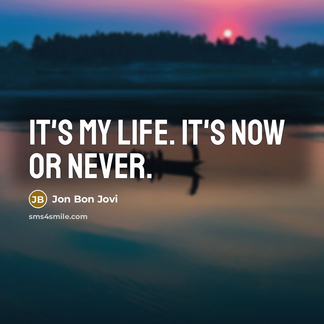 “It's my life. It's now or never.…” quote by Jon Bon Jovi